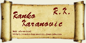 Ranko Karanović vizit kartica